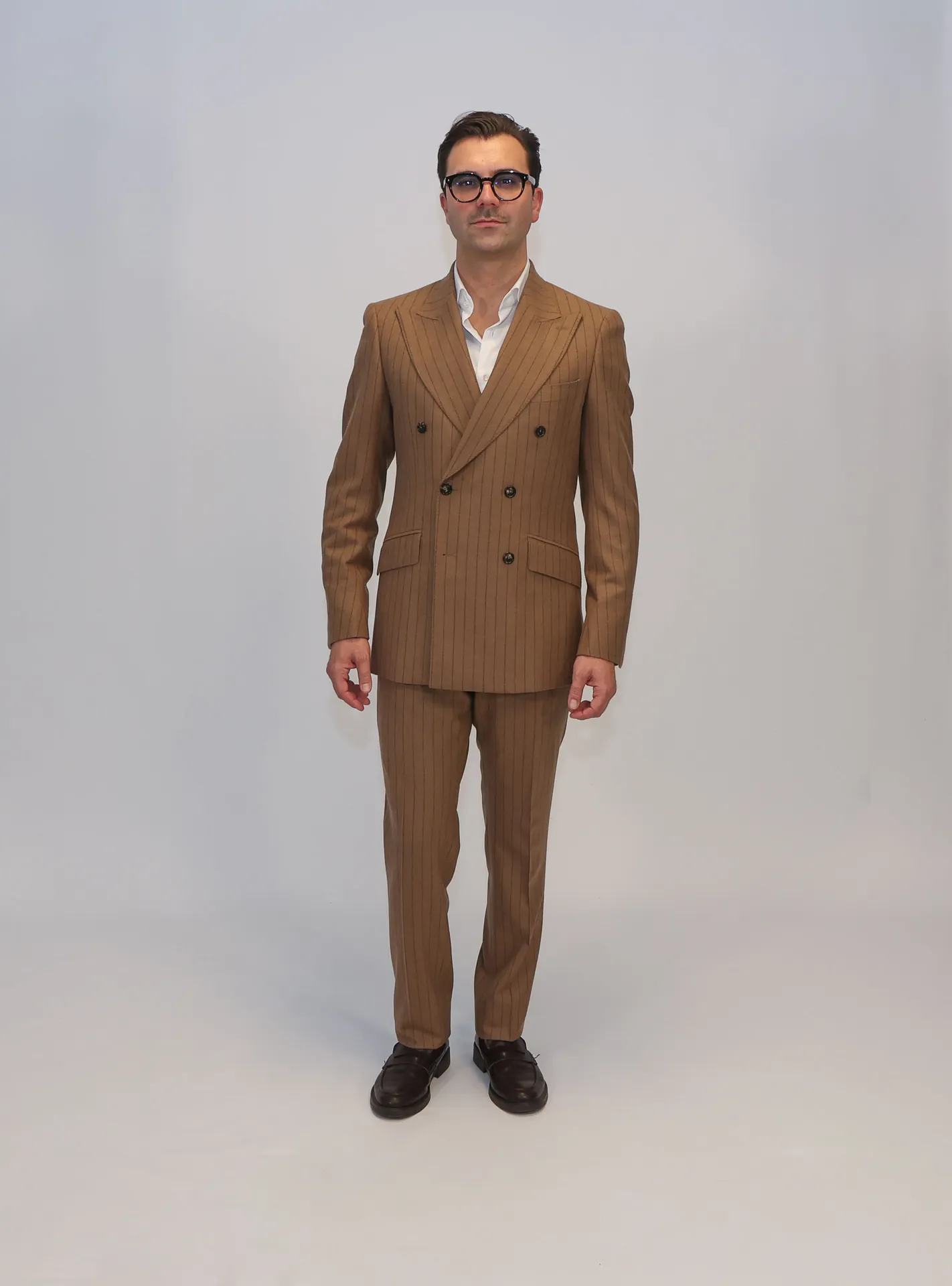 Double Breasted Loro Piana Pak – Fall/Winter 2025 – Warm Bruin Pinstripe